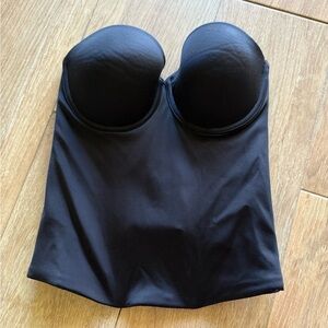 Black structured bustier corset 36B removable strap option maidenform